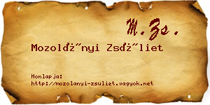 Mozolányi Zsüliet névjegykártya
